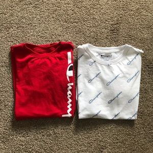 2 boys large Champion t shirts
